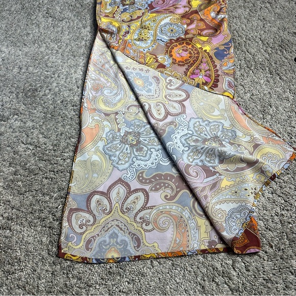 JOHNNY WAS Brooklyn Paisley Silk Set XL yellow purple pajama pants short sleeve - Picture 13 of 16